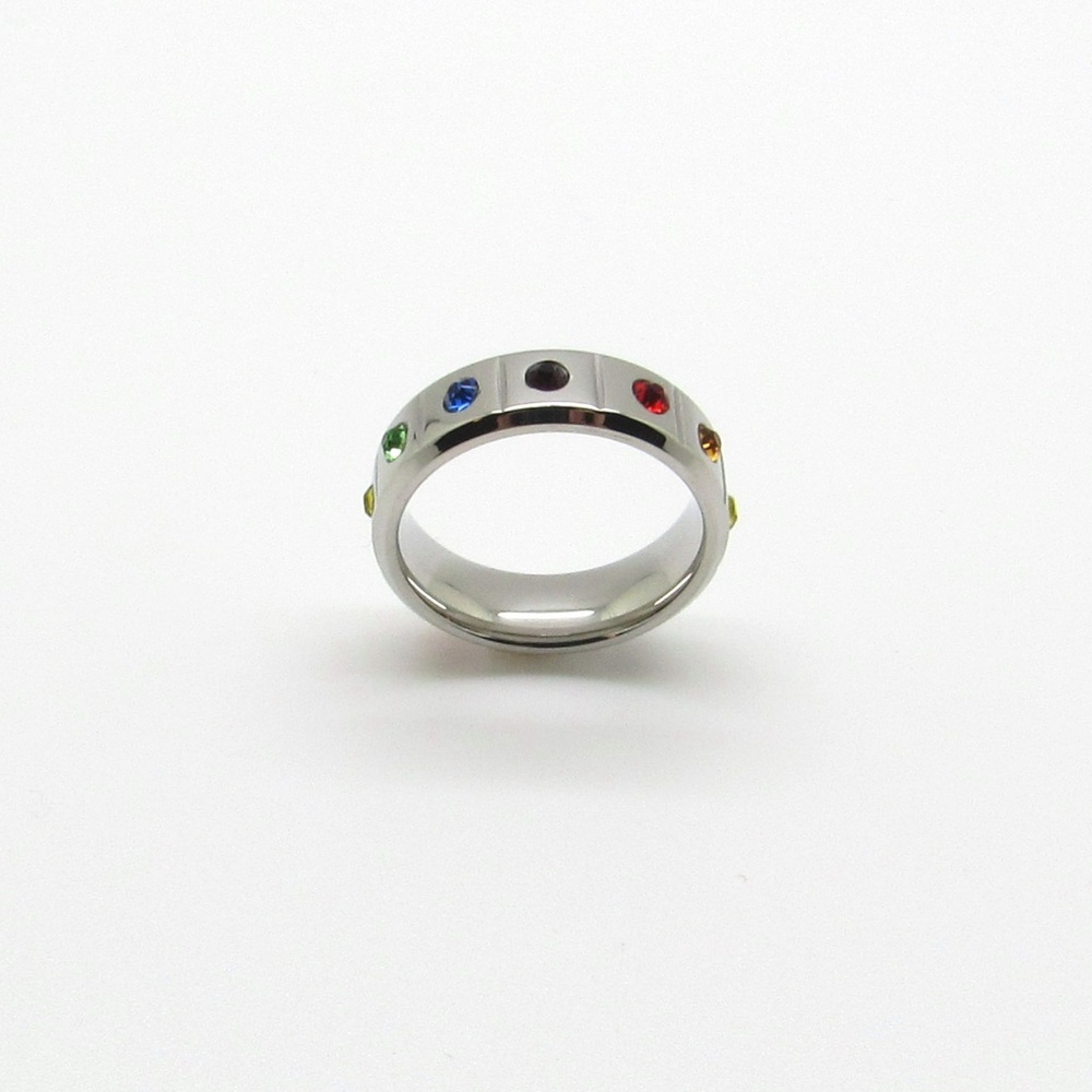 Stainless Steel Cubic Zirconia Rainbow Ring. - Picture 6 of 6